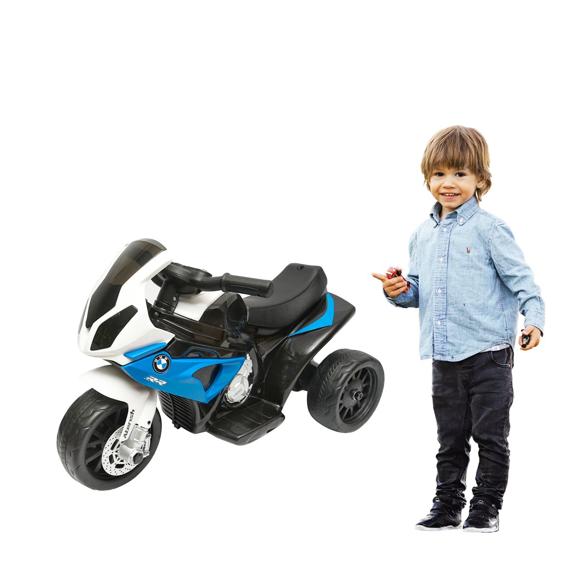 Motocicleta electrica pentru copii albastra JT5188 cu baterie 6V/4Ah, BMW S1000R